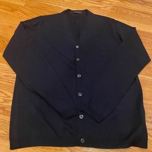 Prada navy dark blue cotton cardigan sweater size 56 preowned